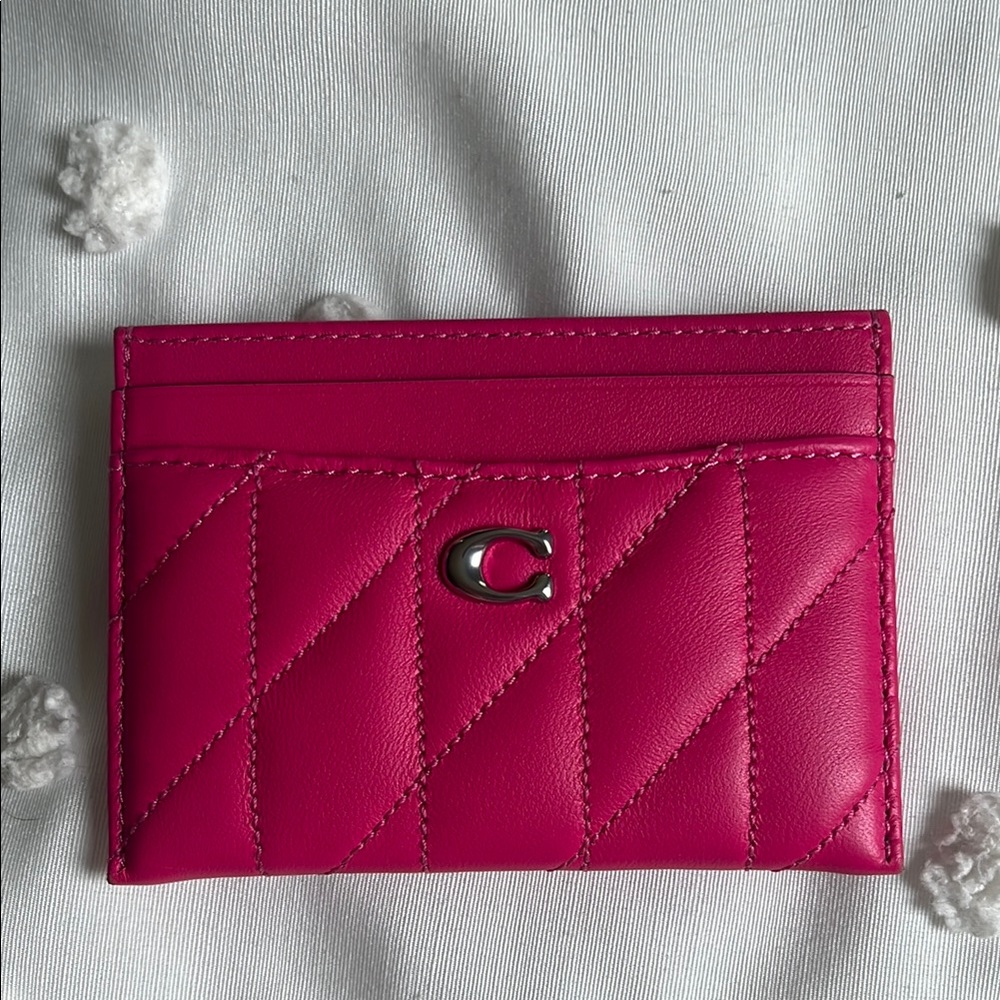 Coach quilted card case dragonfruit